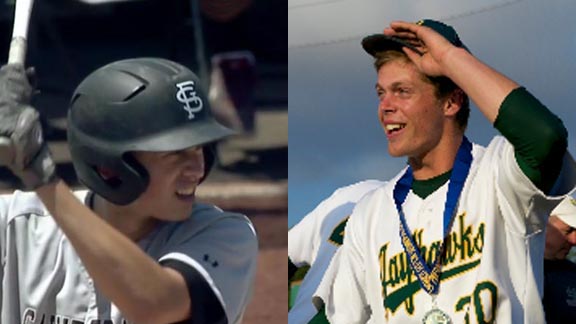 State Junior of the Year Jeremy Edens was leading player for state's final No. 2 ranked team while senior Nico Hoerner repeats as State Small Schools POY. Photos: @sfhsathletics & voqel.com.
