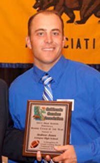 After his first season, Lompoc head coach Andrew Jones received an honor from the California Coaches Association. Photo: calcoachesassociation.net.
