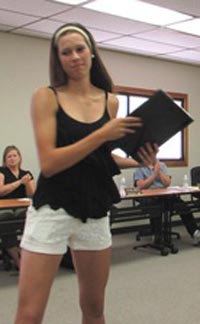 Four-year all-state player Jessica Garcia receives plaque from Hughson Unified School District Board of Trustees. Photo: HughsonChronicle.com.