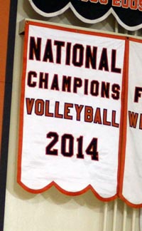 We helped get this banner raised inside the Huntington Beach gym since we were consulting editors on the 2014 FAB 50 national rankings. Photo: HBOilersVolleyball.com.