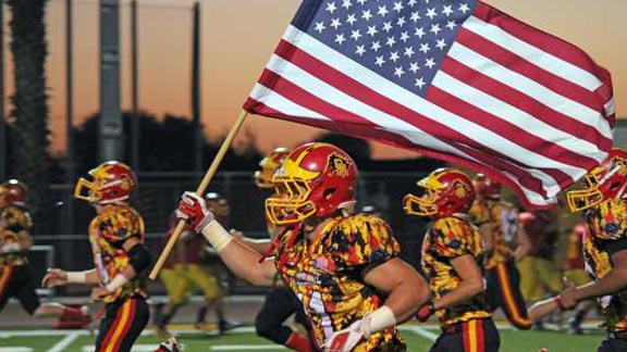 It's still an old-time slice of Americana during a Friday night football game at The Corral, which the name of the field at Oakdale High in the Central Valley. Photo: BlackHatFootball.com.