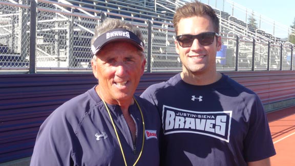 One of the assistants this season for Justin-Siena head coach Rich Cotruvo will be his son, Kyle. Cotruvo has been the school's head coach since 1997. Photo: Mark Tennis.