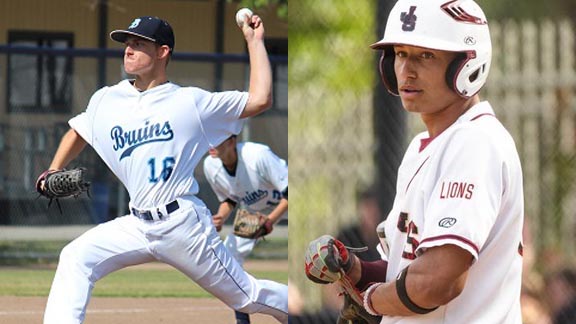 Arman Sabouri of San Jose Branham (left) went 15-1 and was one of the top juniors in Northern California while one of the top sophomores in Southern California was JSerra's Royce Lewis. He also was voted Player of the Year in the ultra-tough Trinity League. Photos: Prep2Prep.com & @JSerraLionsBB.