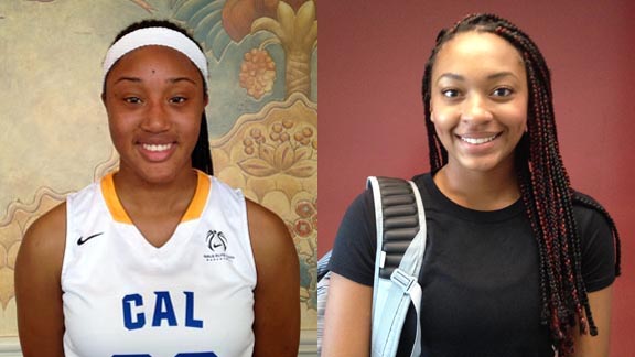 Two of the three Cal Sparks players who suffered injuries this summer were Jaelyn Brown (left) and Dijonai Carrington. Both Jaelyn & Dijonai had torn ACLs, both were first team all-state as juniors and both are likely out for all of next season. Another all-state junior from last season who also is likely out for all of next season due to a knee injury is Sacramento McClatchy's Gigi Garcia. Photos: Harold Abend.