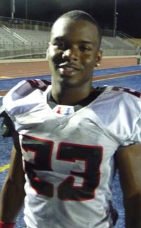 Ray Jackson III had his longest run on Friday against Folsom on his 27th carry of the night, a great sign in the punishing style of running the ball that Clayton Valley is known for. Photo: Mark Tennis.