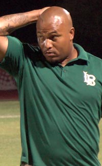 Long Beach Poly head coach Antonio Pierce might have been scratching his head a lot in the first half of this week's game. Photo: sports360az.com.