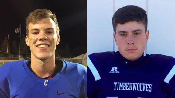 QB Sean Kuenzinger (left) has helped Clovis to early season No. 1 ranking in the CIF Central Section. QB Kaylor Sullivan (right) of Fort Bragg passed for 506 yards in his game last week. Photos: CentralValleyFootball.com & courtesy school.