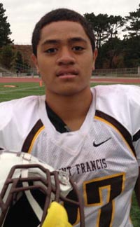One of the top players for St. Francis of Mountain View is senior RB Lutoviko Ahoia. Photo: Harold Abend.