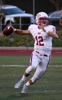 QB Mason Randall of Atherton Sacred Heart Prep gets ready to deliver pass in team's 47-7 win in first game against Leland of San Jose. Photo: Trevor Sachocki/Prep2Prep.com.