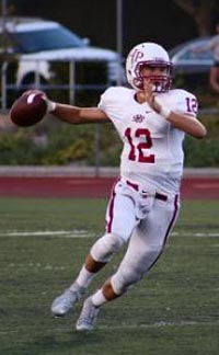 QB Mason Randall of Atherton Sacred Heart Prep gets ready to deliver pass in team's 47-7 win in first game against Leland of San Jose. Photo: Trevor Sachocki/Prep2Prep.com. 