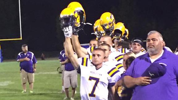 It's not State Top 25, but it's too hard not to recognize the strength of the players and community from Middletown in the aftermath of a devastating fire that destroyed the homes of many players. The Mustangs played Friday night at Lower Lake (also from Lake County) and won 21-0. #MiddletownStrong. Photo: @DanielJPoulter.