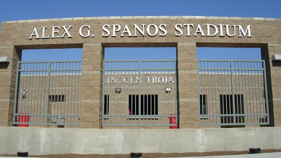 This is the front of the stadium at Lincoln of Stockton. The CIF has held NorCal regional bowl games at this venue. There are reasons it works so well. Photo: Wikipedia.com.