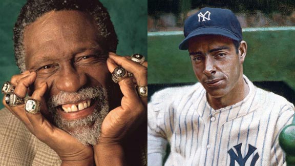 McClymonds of Oakland's Bill Russell and San Francisco's Joe DiMaggio are two of the greatest team sports pro champions. Images have been run on numerous sites for many years.