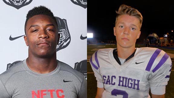 Two of this week's NorCal/SoCal Players of the Week are Khalil Tate from Serra of Gardena (left) and Kaden Voges of Sacramento. Photos: StudentSports.com & Mark Tennis.