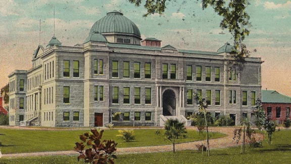 This is from a postcard rendering of the old Stockton High main building. The school, which closed in 1957, still has six CIF state titles on its resume. Photo: stocktoncitylimits.com.