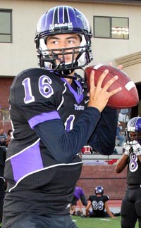 Junior QB Andrew Tovar of L.A. Cathedral can put up some scary numbers for the Phantoms. Photo: David Barcenas/phantomsfootball.com. 