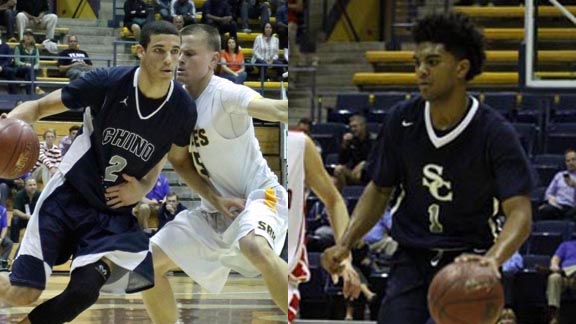 Lonzo Ball (Chino Hills) and Remy Martin (Sierra Canyon) both shined in CIF state finals last March. It's a good bet they won't be in different divisions this March. Photos: Willie Eashman.