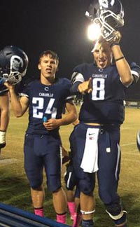 Camarillo's Westin Graczyk (24) and Jake Constantine (8) get goofy after recent game. Photo: #D1BoundNation.com.