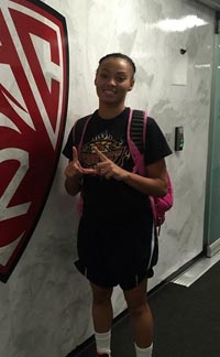 Vanden point guard Kiana Moore will play next at Utah of the Pac-12 Conference. Photo: jbsbasketball.com.