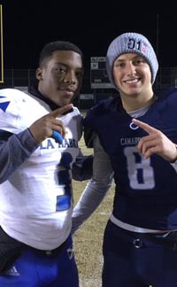 QBs Eric Barriere of La Habra and Jake Constantine of Camarillo both put up monster numbers in Camarillo's 63-49 victory in the CIF D2AA South bowl game. Photo: #D1Bound.com.