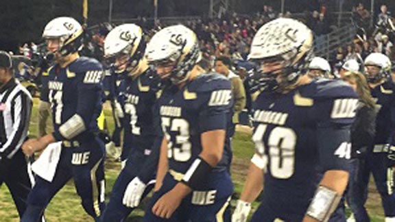 Team captains from Central Catholic of Modesto head out for the coin toss prior to last Saturday's game vs. Marin Catholic. Photo: Harold Abend.