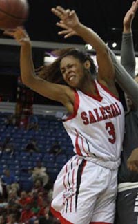 Minyon Moore of Richmond Salesian tries to corral rebound in 2014 NorCal CIF Open Division final. Photo: Willie Eashman.