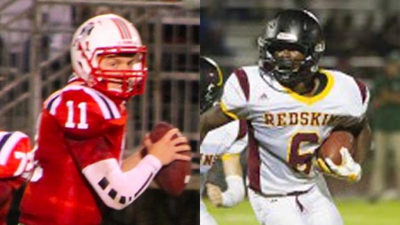 Completing outstanding three-year careers in the San Diego area and in the Central Section were QB David Todd Jeremiah of El Cajon Christian and RB Romello Harris of Tulare Union. Photos: EastCountySports.com & CentralValleyFootball.com.