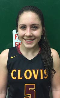 Sarah Bates scored 20 points in Clovis West's win. Photo: Mark Tennis.