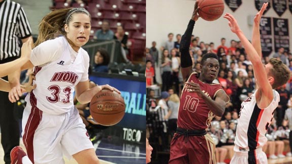 Two of this week's leading stat stars are junior guard Jordan Cruz of 2015 CIF D1 state champ McClatchy & Shacquille Dawkins, point guard from Alemany (Mission Hills). Photos: James K. Leash/SportStars & ScoreStream.com.