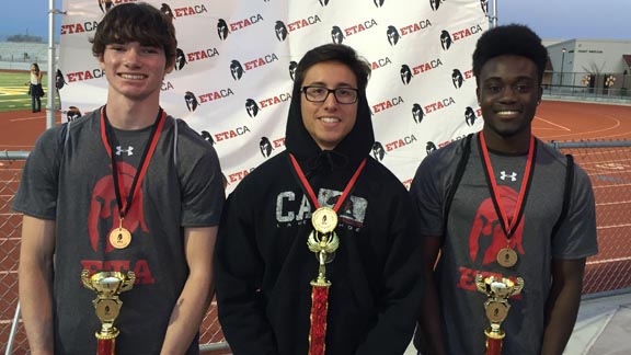 Three of the top performers at the ETA All-Sports Combine from last Saturday in Tracy were Mason Sarsfield, David Summers and Kyle Adafan. Photo: Mark Tennis.