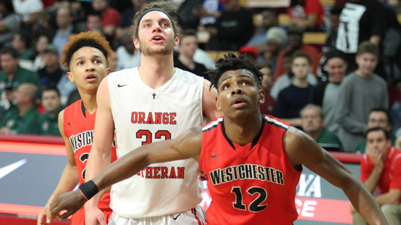 Keith Fisher (No. 12) of L.A. Westchester is a relentless worker and does as much to help his team win as any forward in the state. He's up six spots in the new 2016 Cal-Hi Sports Hot 100. Photo: Andrew Drennen 