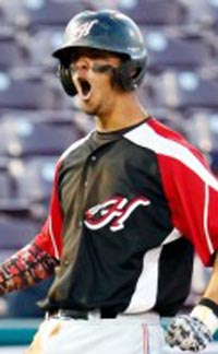 Hart's Robert Reeves reacts after hitting a triple in last year's CIFSS Division I title game. Photo: Craig Takata/OCSidelines.com.