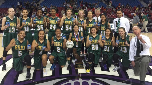 California's Division I state champs for 2016 in girls basketball is Brea Olinda. The Ladycats lost in last year's D3 final. Photo: Harold Abend.