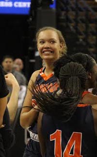 Valerie Higgins celebrates with teammates after Open Division state final. Photo: Willie Eashman.