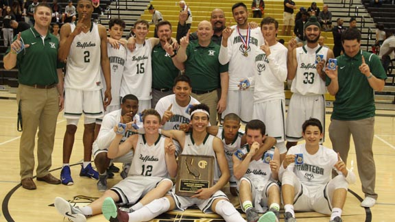 The city of Manteca collected its first NorCal basketball title on Saturday when the Manteca High boys topped Bishop O'Dowd. Photo: Willie Eashman.