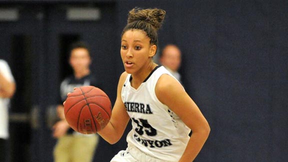 Junior forward Alexis Griggsby led Sierra Canyon to CIF Southern Section Open Division semifinals with 17.4 points per game. She had 24 points in one game against CIF D1 state champ Brea Olinda and had 34 in another against CIF D2 state champ Cajon. Photo: sierracanyonschool.org.