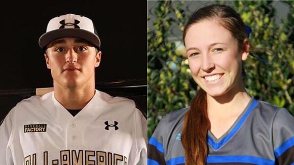 Two of this week's honorees are Hunter Bishop from Serra of San Mateo and Serafine Parrish from Dana Hills of Dana Point. Photos: serrahs.com & OCSidelines.com.