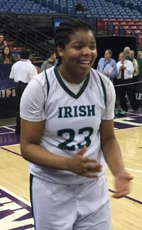 Ilmar'I Thomas reacts a few seconds after Sacred Heart Cathedral won CIF Division III state title. Photo: Mark Tennis.