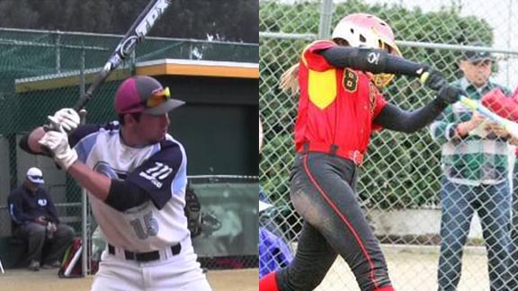 Torrance's Konnor Smith (left) and Oakdale's Kindra Hackbarth are among this week's honorees. Photos: ProspectPipeline/YouTube.com & Mary Jo Hackbarth/The Modesto Bee.