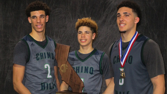 The only three brothers who are on the list of all-state boys basketball nominees are these three, which we all know now as Zo, Melo and Gelo Ball of 35-0 Chino Hills. Photo: Ronnie Flores.