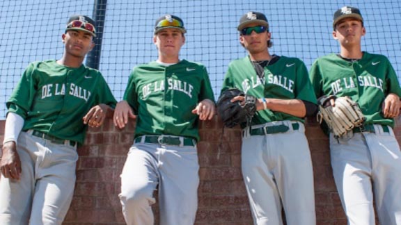 Pitching has been a huge reason for the success so far at No. 4 De La Salle, including Armani Smith, Connor Redmond, Conner Roberts and Nick Sparks. Photo: Berry Evans III/SportStars.