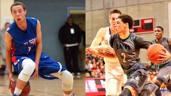 Two members of this year's Super Elite First Team are point guards Jordan Ford of Folsom and Lonzo Ball of Chino Hills. Photos: SportStarsOnline.com & OCSidelines.com.