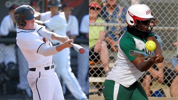 Two heavy hitters from last week who made the cut as stat stars are Jake Holton of Los Gatos and Destini Bullock from Helix of La Mesa. Photos: Mark Van Belleghem & Tony Bordine/EastCountySports.com.