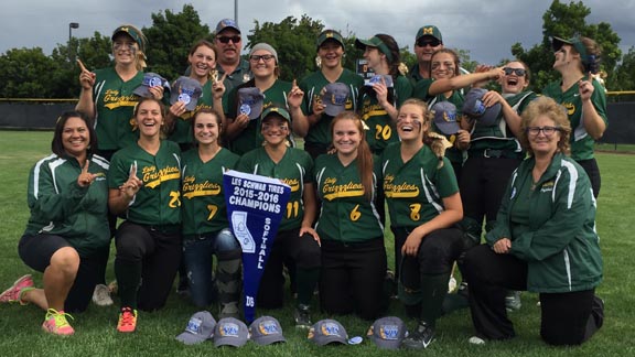 Mariposa County girls ham it up during championship photo presentation last Saturday in Stockton. The team won its third straight CIF Sac-Joaquin Section Division VI title and could be Division V State Team of the Year but needs another team to lose. Photo: Mark Tennis.