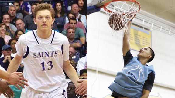 Two players on the 2016 all-state medium schools first team are Eric Monroe of San Diego St. Augustine and Dwight Ramos of Walnut. Photos: byuinsider.com & whswoofprint.com.