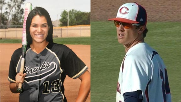 Two of this week's honorees are Sandra Rodriguez from Knight of Palmdale and Blake Rutherford of West Hills Chaminade. Photos: Courtesy school & mlb.com.