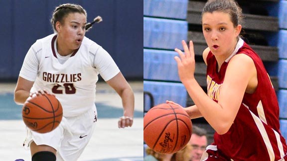 Two of the four first team all-state elite players from the CIF San Diego Section are Khayla Rooks (left) from Mission Hills of San Marcos and Sierra Campisano from Torrey Pines of San Diego. Photos: San Diego Hall of Champions & Anna Scipione/Courtesy family.