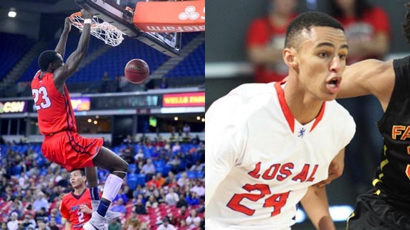 All-State players in action: Robinson Idehen of Modesto Christian (left) and Eyssau Worku of Los Alamitos. Photos: John Westberg/The Modesto Bee & Andrew Drennen.