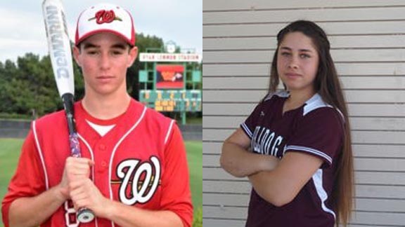 Two of this week's featured state stat stars are Aharon Modlin of Irvine Woodbridge and Kasey Cazares of Calexico. Photos: Edward Kaleikini/Woodbridge baseball & ivpressonline.com.