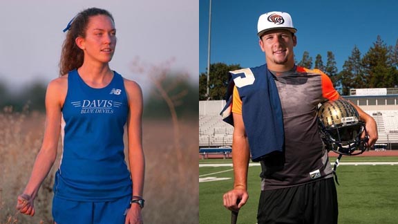 Fiona O'Keeffe of Davis ended career as one of greatest distance runners in section history while Ryan Robards of Elk Grove had huge success in two sports. Photos: SportStars Magazine.